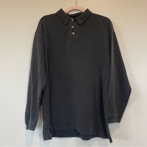 Tommy Bahama Black 72% Silk Blend Long Sleeve Ribbed Shirt Collar Men’s Size M
